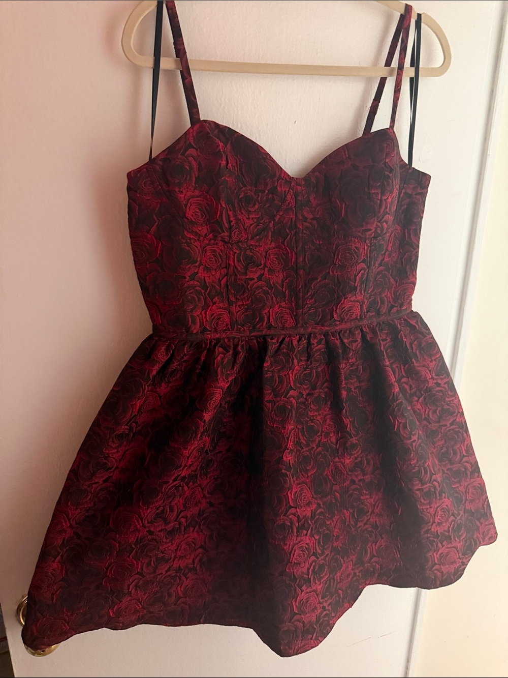 BCX Red Rose Jacquard Fit-and-Flare Party Dress junior size xl